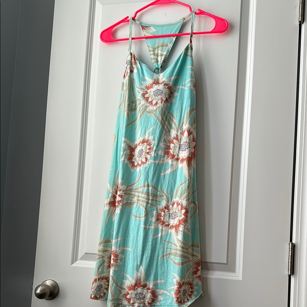 Floral Halter Dress in Aqua and Coral